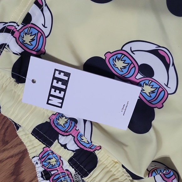 Mens XXL Disney Mickey Mouse Neff swim shorts NWT Pastels yellow Pink retro look - Picture 5 of 6